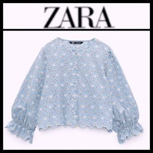 Zara Blue Eyelet Crop Top